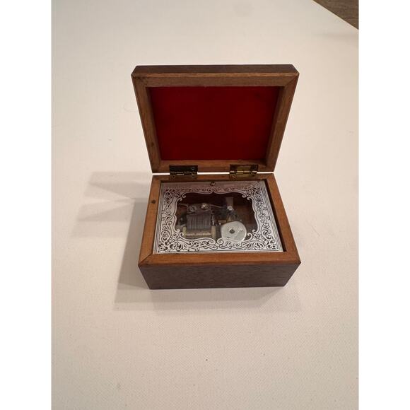 Vintage Mirror Music Box Made in Japan w/Quote 4"x3" Wood - Picture 4 of 10